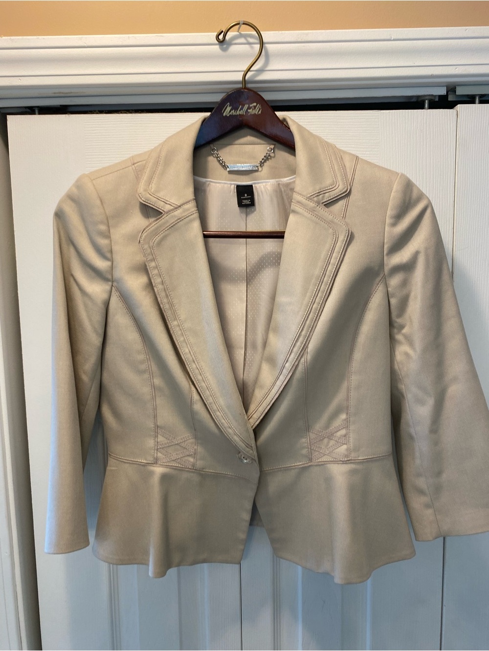 Women's Cream Single-Button Peplum Blazer Jacket